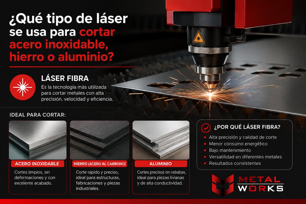 ¿Que tipo de láser se usa para cortar acero inoxidable, hierro o aluminio?